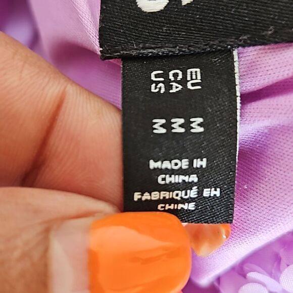 Pieces Premium 3D Rose Petal Long Sleeve Midi Fit & Flare Dress Lavender Medium - Picture 7 of 16